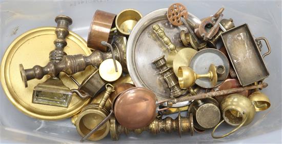 A quantity of miniature brass and copper apprentice pieces
